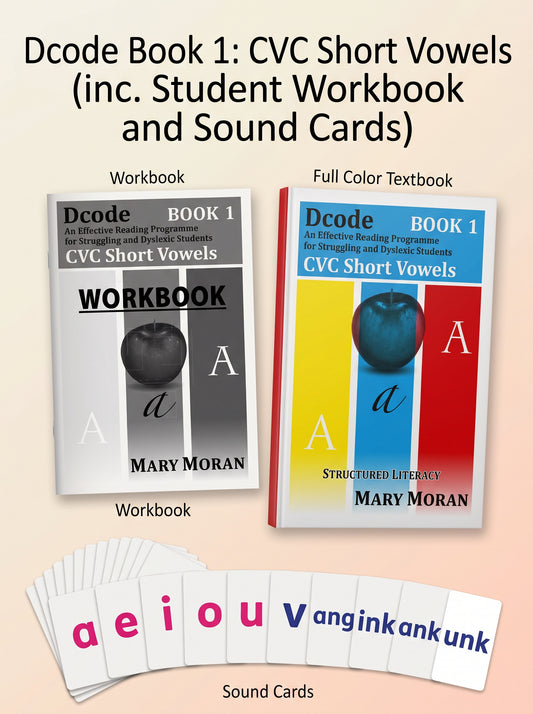 Dcode Book 1: CVC & Short Vowels (inc. Student Workbook and Sound Cards)